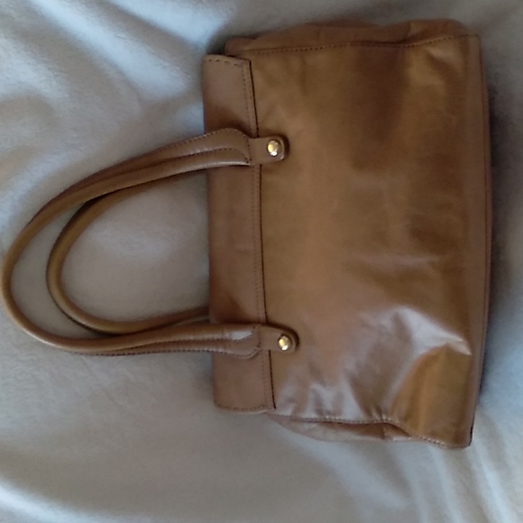 Cynthia Rowley brown genuine leather tote with striking gold hardware. - Picture 3 of 6